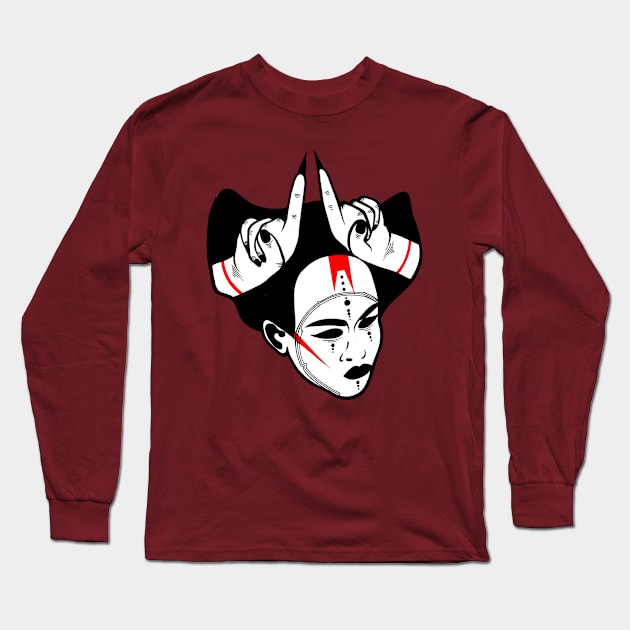 Demonic Geisha Long Sleeve T-Shirt by FUN ART